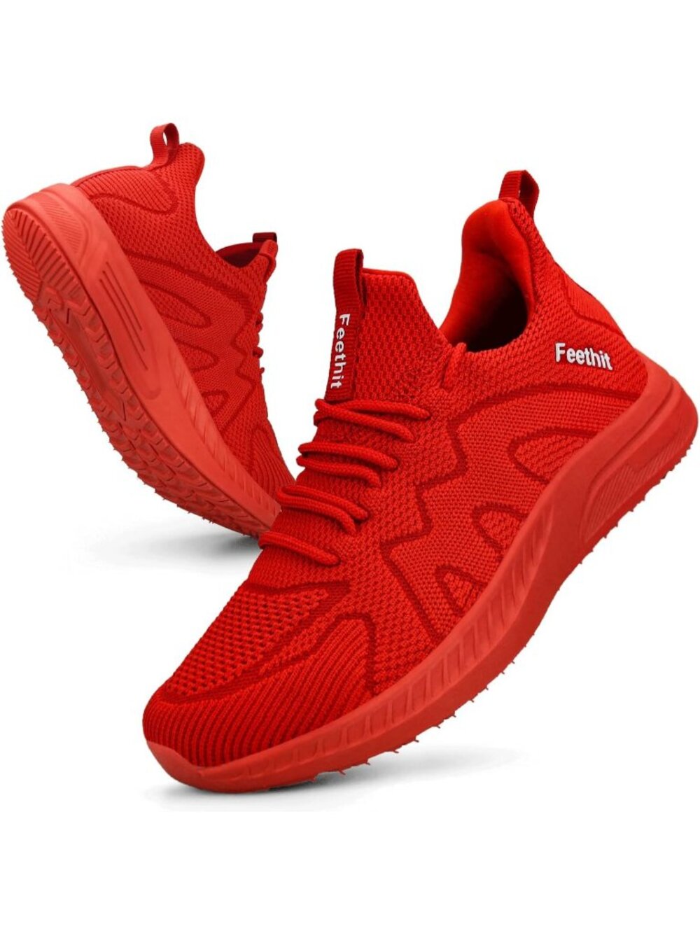 Women's Red Mesh Lightweight Slip on Sneakers for Travel Work Athletic Shoes
